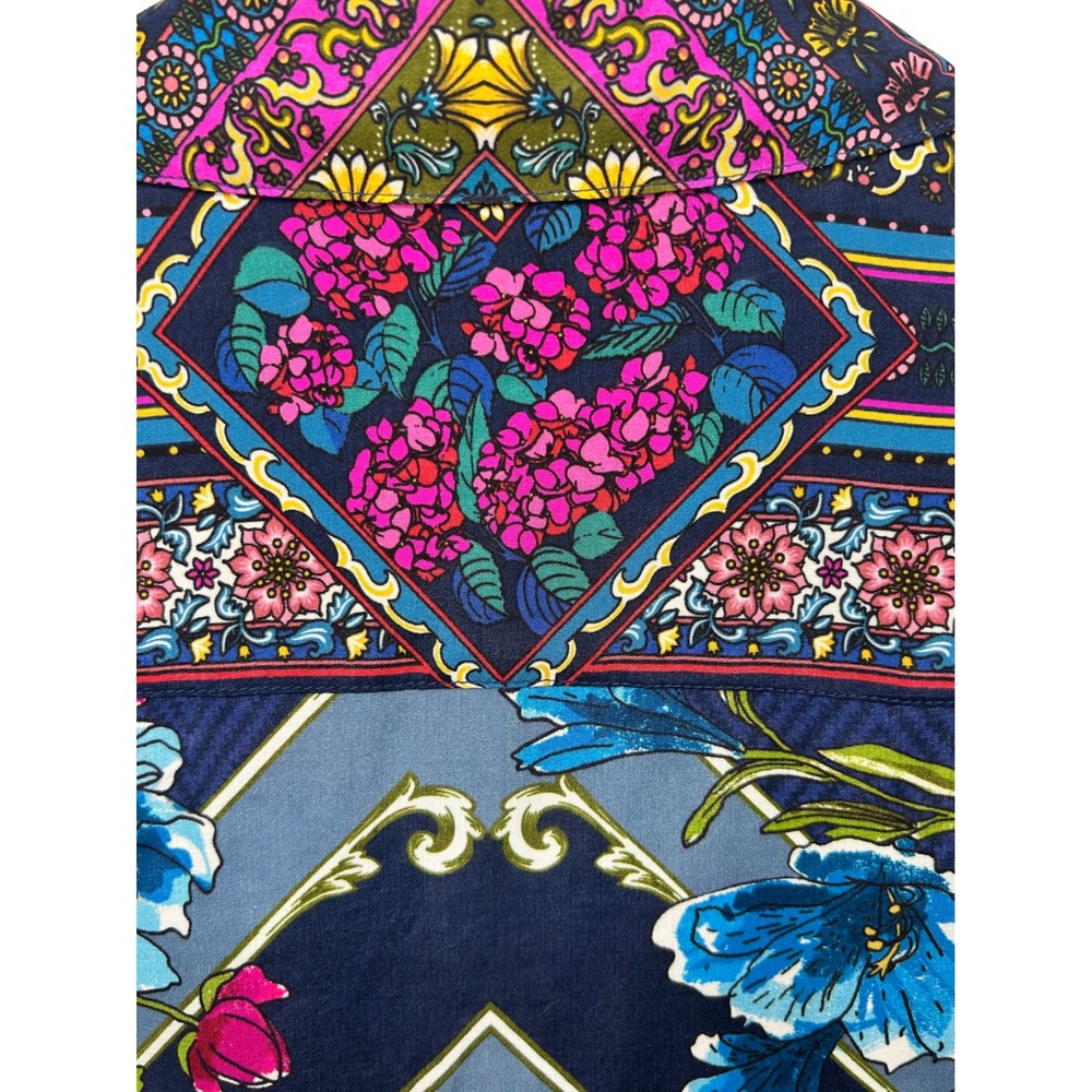 JOHN MARK Patchwork Blue Floral Print Button Up S… - image 12